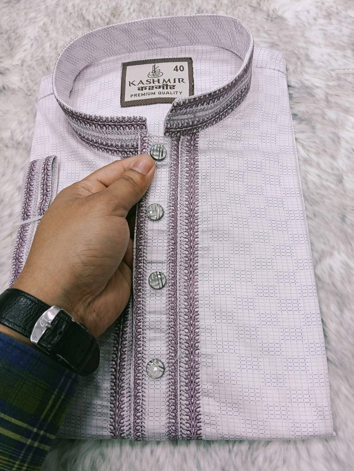 Premium Quality Cotton Panjabi |  Platinum White Edition