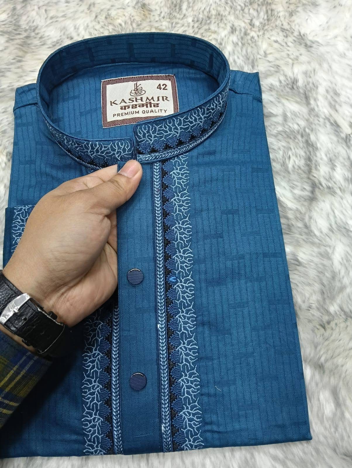 Premium Quality Cotton Panjabi |  Pacific Blue