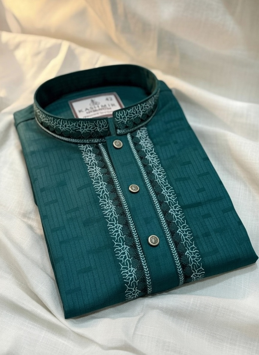 Premium Quality Cotton Panjabi |  Imperial Green Edition